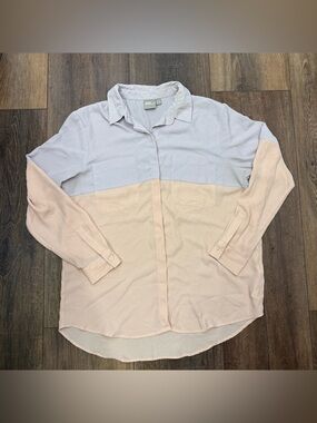 Asos color block chiffon button down shirt pastel 8